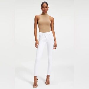 NWT GOOD AMERICAN White Cross Fly High Rise Skinny Jeans Sz 16